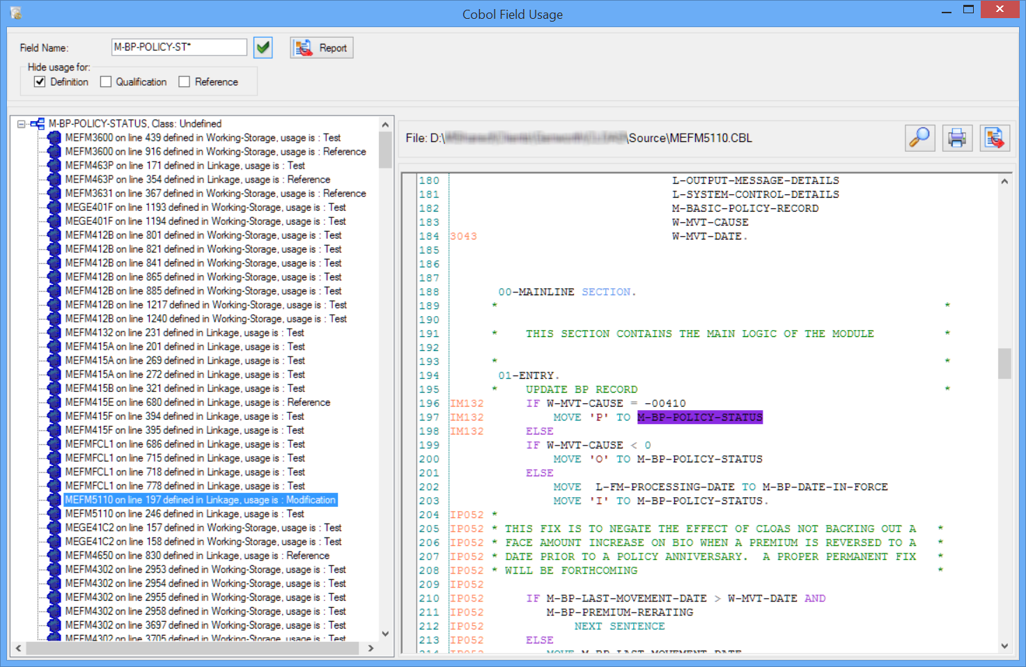 Query Field Usage